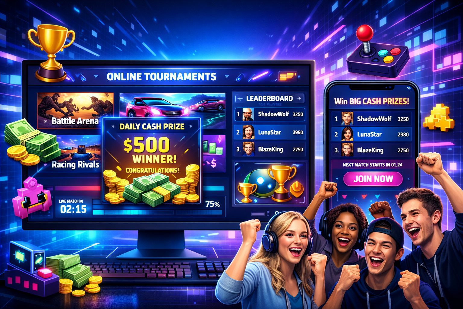 Online Gaming Platform with Cash Prizes